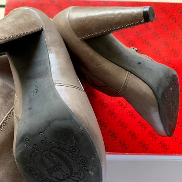 Guess Shoes Guess Womens Gray Leather Tall Boots Sz 6 Poshmark
